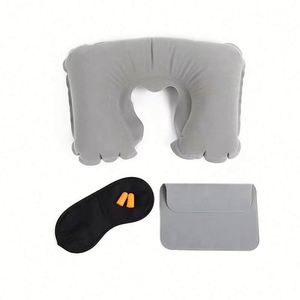 Oreiller de voyage gonflable portable pour avion avec support de nuque réglable, masque pour les yeux et bouchons d'oreilles – Cadeau idéal pour le sommeil en avion - Product Image 2