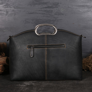 Vegan <strong>Tanned</strong> Genuine Leather <strong>Handbag</strong> for Ladies Tote Bags 2022 Women Large Capacity Retro Shoulder Bag - Product Image 3