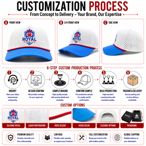 Casquette de golf à cinq panneaux avec patch en silicone gaufré, logo personnalisé, faible MOQ, haute qualité, sangle Velcro, séchage rapide, légère, unisexe - Product Image 2