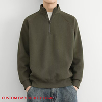Sweat-shirt zippé de haute qualité 220GSM logo personnalisé sweat-shirts surdimensionnés décontractés pour hommes sweats à capuche unis à col montant