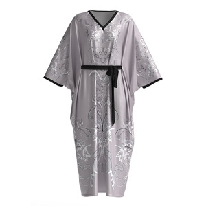 Nouvelle Robe de Nuit Longue Kimono en Satin et Mousseline Couleur Unie 2026 pour Femme – Peignoir Élégant, Doux et Confortable - Product Image 5