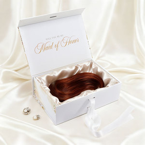 Cao cấp màu hồng từ lật nắp Hộp Quà Tặng tái chế gấp các tông cứng cho tóc giả kinh doanh hộp đóng gói quà tặng với lụa satin lót - Product Image 2