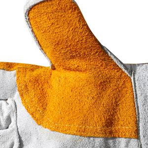 Gants de soudage renforcés jaune-gris, double couche en cuir de vache, 35 cm de long, épaissis, résistants aux hautes températures, taille unique - Product Image 3