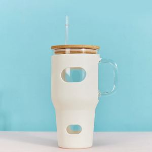 32oz Glass Car <b>Mug</b> With Handle and Silicone Sleeve for Office to Car Transition - Product Image 2
