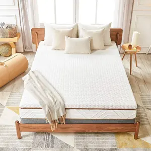 卧室用超细纤维便携式薄床垫套，带可拆卸盖记忆泡沫和口袋弹簧混合现代设计