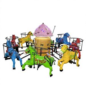 Manège à chevaux de parc d'attractions intérieur/extérieur avec sièges rotatifs et lumières, manège en plastique pour usage commercial - Product Image 1