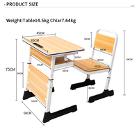 Ensemble Chaise et Bureau Scolaire en Bois Moderne Personnalisable avec Tiroir, Porte-Stylo, Crochets et Pieds Antidérapants – Conception Confortable pour Centres de Formation