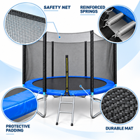 Trampoline de fitness pliable de 8 pieds, cadre en acier PVC rond avec filet de protection pour enfants et adultes