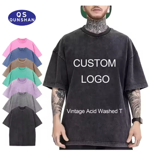 Camiseta Vintage con Logotipo Personalizado y Lavado Ácido |   Camiseta Extra Grande para Hombre, 100% Algodón Grueso |   Camiseta Blanca para Impresión DTG/DTF - Product Image 1