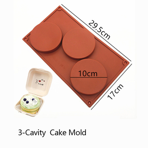 Moule en silicone 3 cavités écologique marron-rouge <span class=keywords><strong>pour</strong></span> <span class=keywords><strong>chocolat</strong></span>, pâtisserie, dessous-de-verre, gâteau, crème, <span class=keywords><strong>tarte</strong></span>, soufflé, boîte bento, sac OPP - Product Image 4