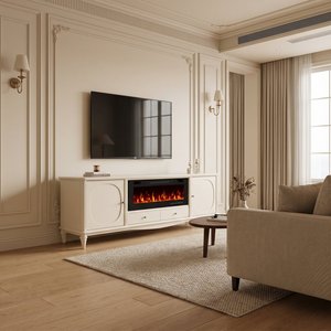 Soporte de TV con <span class=keywords><strong>Chimenea</strong></span> Eléctrica Integrada de 36 Pulgadas, 12 Colores de Llama, Calefacción de 750W/1500W, Control Remoto, para Sala de Estar, con Certificación ETL - Product Image 2