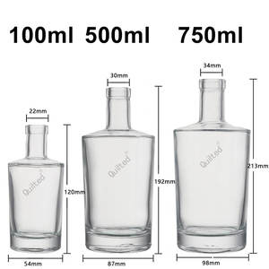 Bouteilles rondes en verre Super silex avec bouchon en liège pour whisky, Gin, Vodka, Rum, <span class=keywords><strong>liqueur</strong></span>, 100Ml, 375ml, 500Ml, 750Ml - Product Image 5