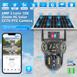 Hongglobal 6MP 3 ống kính 10x Zoom V380 <span class=keywords><strong>Pro</strong></span> 4G không dây năng lượng mặt trời hỗ trợ surveil CCTV Camera an ninh ngoài trời 4G Sim Thẻ năng lượng mặt trời máy ảnh - Product Image 2