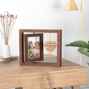 Wooden American-style rotating heart-shaped photo <b>frame</b>, creative photo <b>frame</b>, mother's gift, decorative wooden desktop - Product Image 3