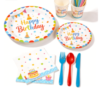 Ensemble de fête jetable tout-en-un pour anniversaire, décoration de table, ensemble de fête jetable coloré pour anniversaire, fournitures de fête pour enfants et adultes