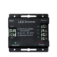 Contrôleur de variateur tactile LED 12-24V18A télécommande sans fil RF à 6 touches, interrupteur de variateur de lumière à bande LED monochrome
