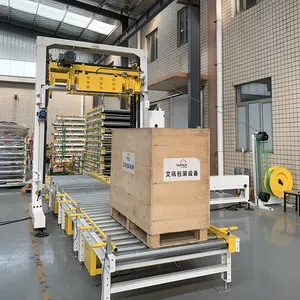 Automatic Pallet Strapping Machine Vertical Pallet Strapping Equipment Automatic Pallet Strapper With Top Press Strapping Head