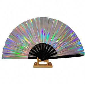 Pvc Laser Rave Hand Brightly Colored <b>Large</b> Folding <b>Fan</b> Party for Chinese New Year Business Gifts Music - Product Image 6
