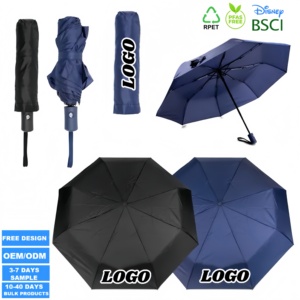 Parapluie pliant 3 sections personnalisé avec logo, le plus vendu, abordable, anti-pluie et anti-UV, compact, idéal pour cadeau d'affaires - Product Image 1