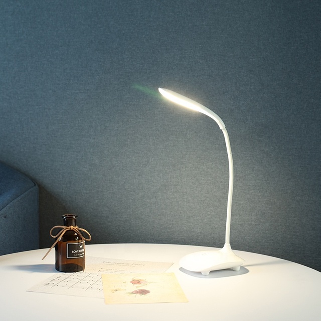 Kanlong White Plastic Low Price Portable Reading Homework Lamps Wireless USB Touch LED Light Table Lamp for Restaurant Bedside