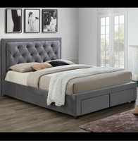 Lit moderne et confortable avec rangement intégré, structure en bois durable à double tiroir, cadre en polymère, emballage en une seule boîte
