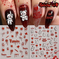 Autocollants 3D personnalisés OEM non toxiques pour ongles d'Halloween, phosphorescents, motifs fantômes, citrouilles, chapeaux de sorcière, pour la vente en gros