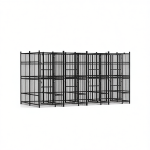 Grand enclos pour chien en acier noir thermolaqué, cage pour animaux de compagnie durable, verrouillable, de forme rectangulaire, style simple - Product Image 1