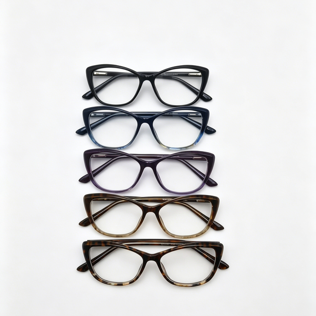 Wholesale Fashion Cat Eye Optical Frames PC Material Lightweight Eyeglasses Frames for Adults Custom Colors Available