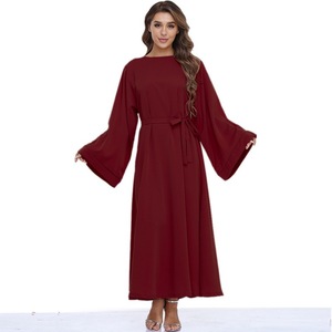 Muslim Women Dubai Breathable Polyester Modest Solid Color Custom Design Floor Length Front Open <strong>Abaya</strong> Islamic Clothing - Product Image 5