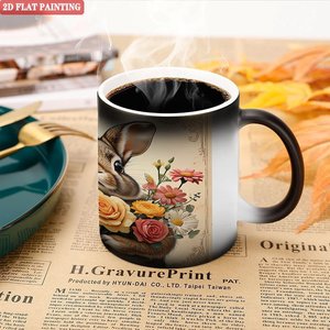 Taza Blanca para Transferencia de Calor, 11 oz, Cerámica Negra Esmerilada, Taza de Regalo Sensible al Calor - Product Image 5