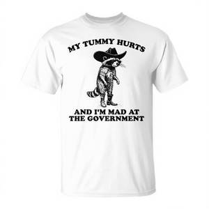 Mi vientre dueja y estoy enfadado con el gobierno - Camiseta Cowboy Raccoon - Product Image 2