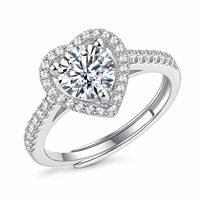 Bague en argent sterling S925 1CT, nouveau diamant de laboratoire en moissanite, cœur, classique, mode, bijoux de mariage
