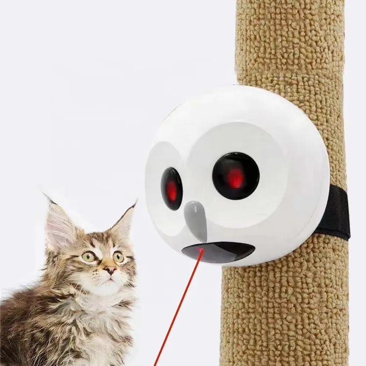 2022 nova coruja brinquedo elétrico para gato, led laser, brinquedo, gato com 2 pilhas aa