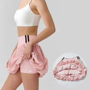 カスタムロゴレディース汗をかいてテニスゴルフ<span class=keywords><strong>2</strong></span>個セット半袖トップPuffy <span class=keywords><strong>2</strong></span> in 1スカートPadelストライプバブルスカート - Product Image 2