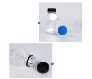 280ml trong suốt rỗng nhỏ hình vuông + Màu đen/màu xanh Bìa trà sữa/Cà Phê mềm uống nước cam chai nhựa - Product Image 6