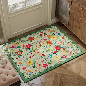 Alfombra floral rectangular de poliéster antideslizante para la entrada del hogar, sala de estar - Product Image 4