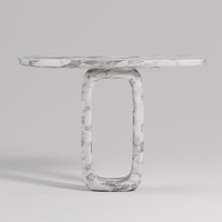 Table console en marbre Dream Home Hollow Loop Base, plateau ovale incurvé, meuble moderne pour entrée en pierre