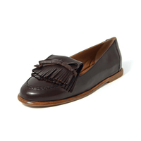 Ark Braune Leder-Loafer für Damen, Designer-Schuhe mit Fransen- und Quastendetail, Vintage-Klassiker, Casual-Schuhe mit Flachem Absatz