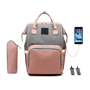Tas Bayi Ransel USB Portabel Kapasitas Besar Model Mummy, Tas Popok Anti Air, Tas Bersalin, Tas Travel untuk Kereta Dorong - Product Image 6