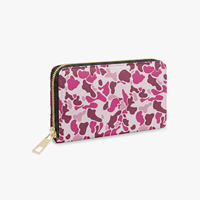 Pochette longue zippée sur mesure à motif camouflage créatif pour femme en cuir PU, porte-cartes multicouche, rangement pour espèces, accessoire de poche