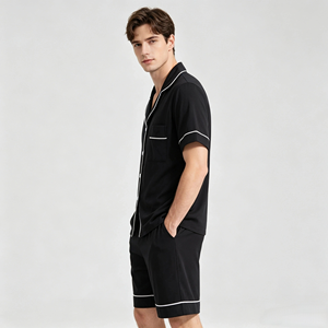 Men's Pajamas Wholesale Pajama Set <b>for</b> Men Soft Bamboo Short Sleeve Short Pants Modal <b>Pyjamas</b> Sleepwear Lounge Wear Factory - Product Image 5