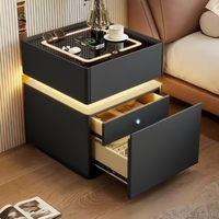 Table de chevet intelligente multifonctionnelle moderne avec LED, chargement sans fil, verrouillage par empreinte digitale dissimulé, 3 tiroirs de rangement pour chambre à coucher, assemblée