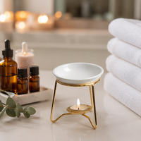 Diffuseur de parfum en métal européen, brûleur d'huiles essentielles d'aromathérapie, brûleur de cire fondue, vente en gros pour spa et yoga