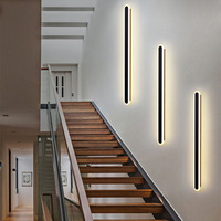 Applique murale LED longue en fer de style nordique minimaliste pour chambre à coucher, décoration intérieure, moderne, simple, blanc chaud, CRI 80, culot E26/B22, alimentation CA