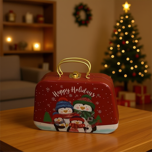 Homeera Decorative Storage Box Iron Rectangle Christmas Design 20x15x5.3cm Living Room Decoration - Product Image 2