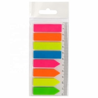 Juego de Etiquetas Adhesivas STASUN PET Index, 8 Colores, Marcadores de Página Rectangulares y con Flecha, con Regla de 12 cm para Marcar en la Oficina o la Escuela