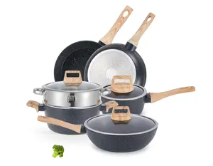 Non-stick pan and pan set, Cookware set 12 pieces, Health sensing Cookware Kitchen Granite Cooking set with frying pan and pan