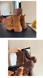 Nuovi Arrivi Invernali: Stivali Martens Opachi da Donna con Suola Spessa, Plateau e Lacci, Stivali Casual da Motociclista, <span class=keywords><strong>Stivaletti</strong></span> alla Caviglia - Product Image 4