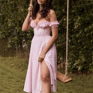 Jupes <span class=keywords><strong>mi</strong></span>-longues sans bretelles pour femmes, <span class=keywords><strong>robe</strong></span> style bohémien, manches bouffantes, imprimé Floral, <span class=keywords><strong>mi</strong></span>-<span class=keywords><strong>longue</strong></span>, sans bretelles - Product Image 2