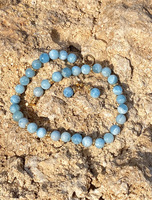 Pierres précieuses Aigue-Marine Améthyste Perles en acier inoxydable doré 18 carats Fermoir à bascule Collier ras du cou Bracelet Boucles d'oreilles Ensemble de bijoux